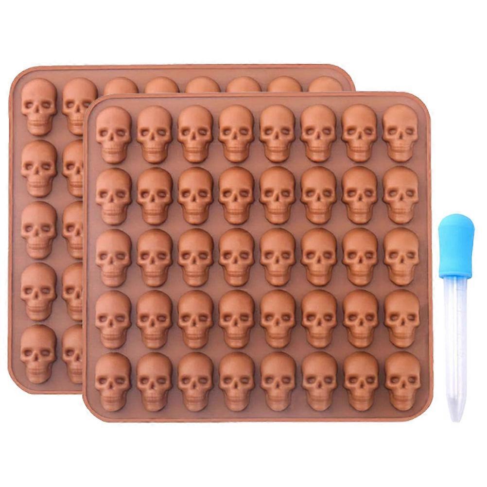 DIY Dessert Decoration Silicone Candy Molds For Children With Skull Shape 17X16CM 4 Sets Coffee
