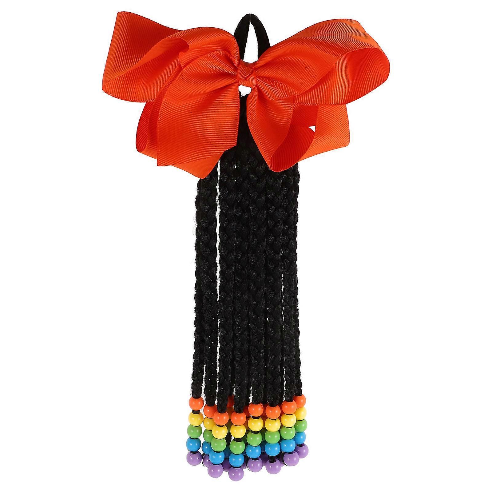Braids Kids Hair Extensions for Decoration Ponytail with Beads 3Pcs Set