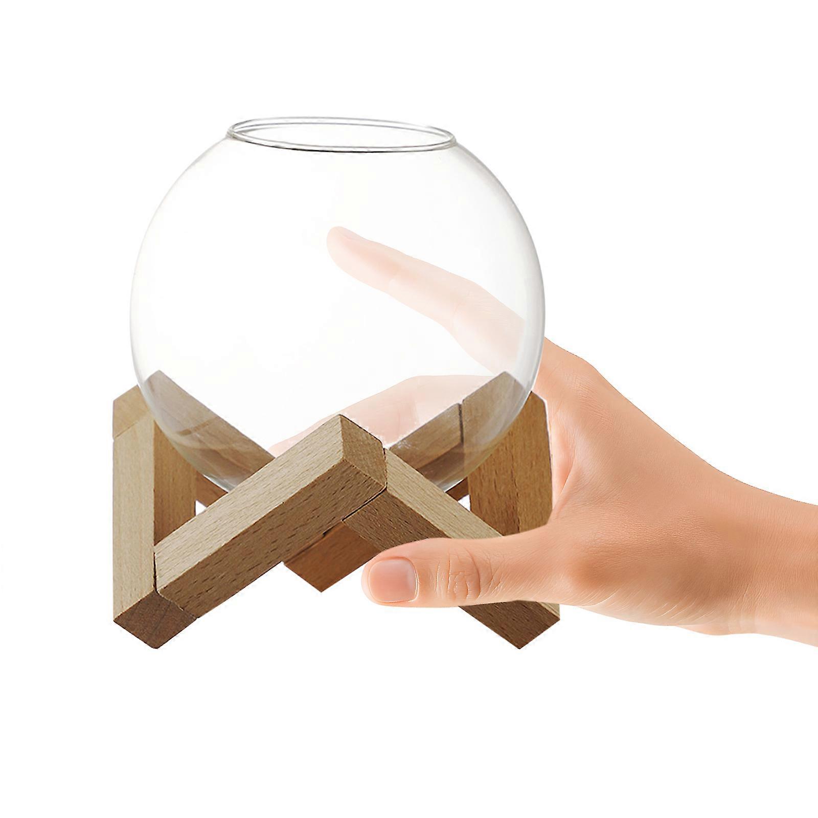 Unique Glass Cups Round Shape Juice Glass for Parties Multi Wood and Glass Material 1 Set