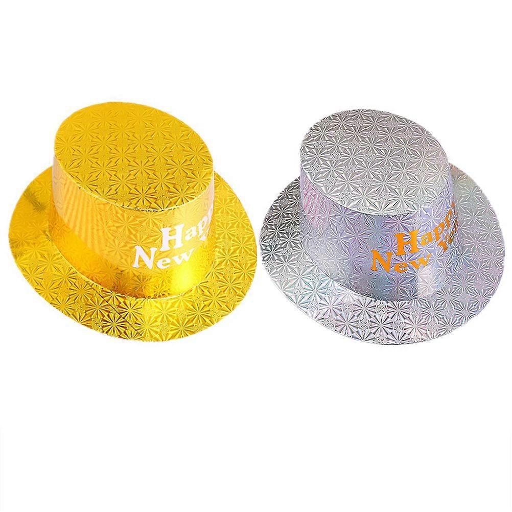 New Year Tophat Paper Jazz Hat for Party Use 6Pcs Letter Printing Decor