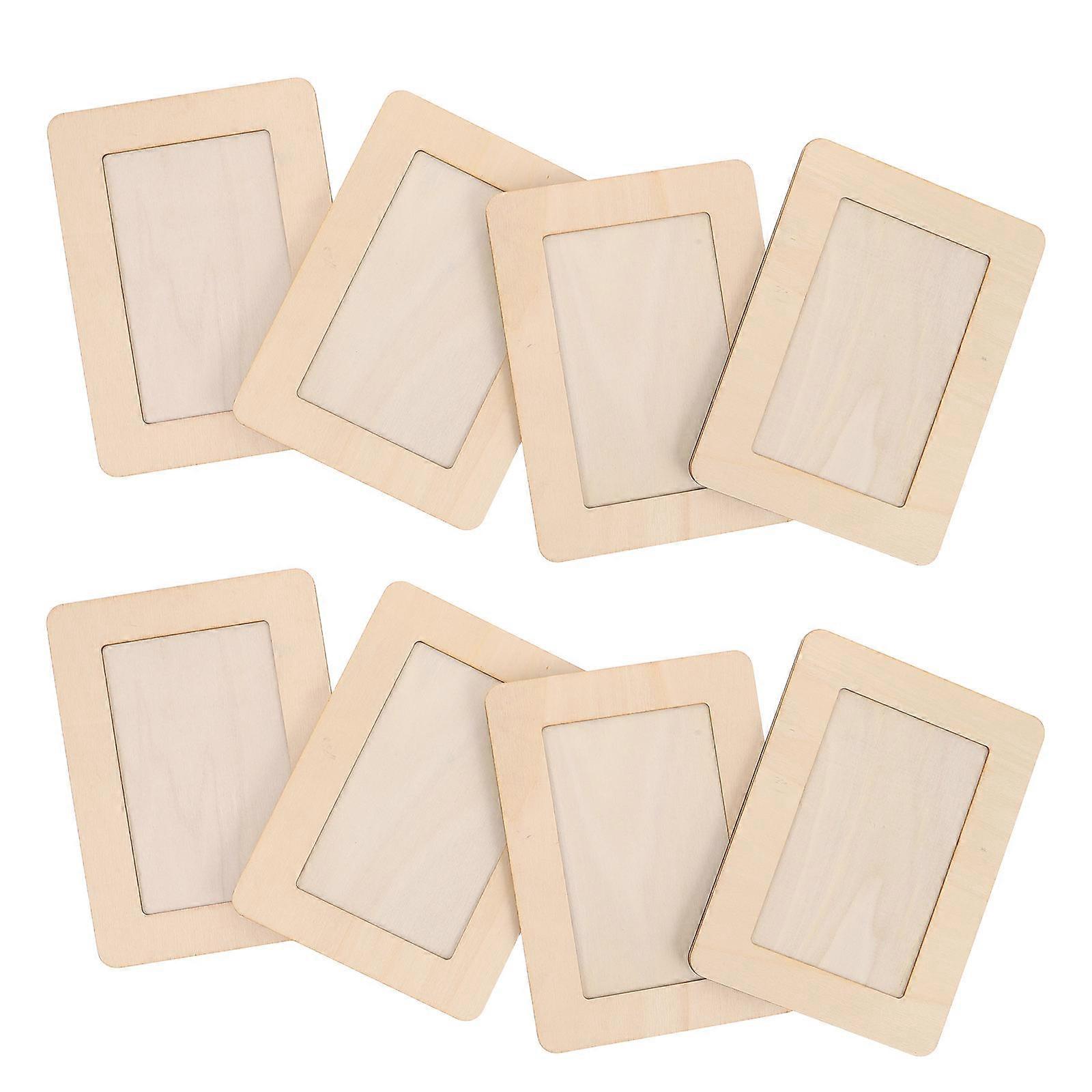 8Pcs Blank Wood Photo Holders Unfinished Picture Frame Set Ideal For Diy Projects And Photo Display Enhancing Event Ambiance With Rectangular Shape
