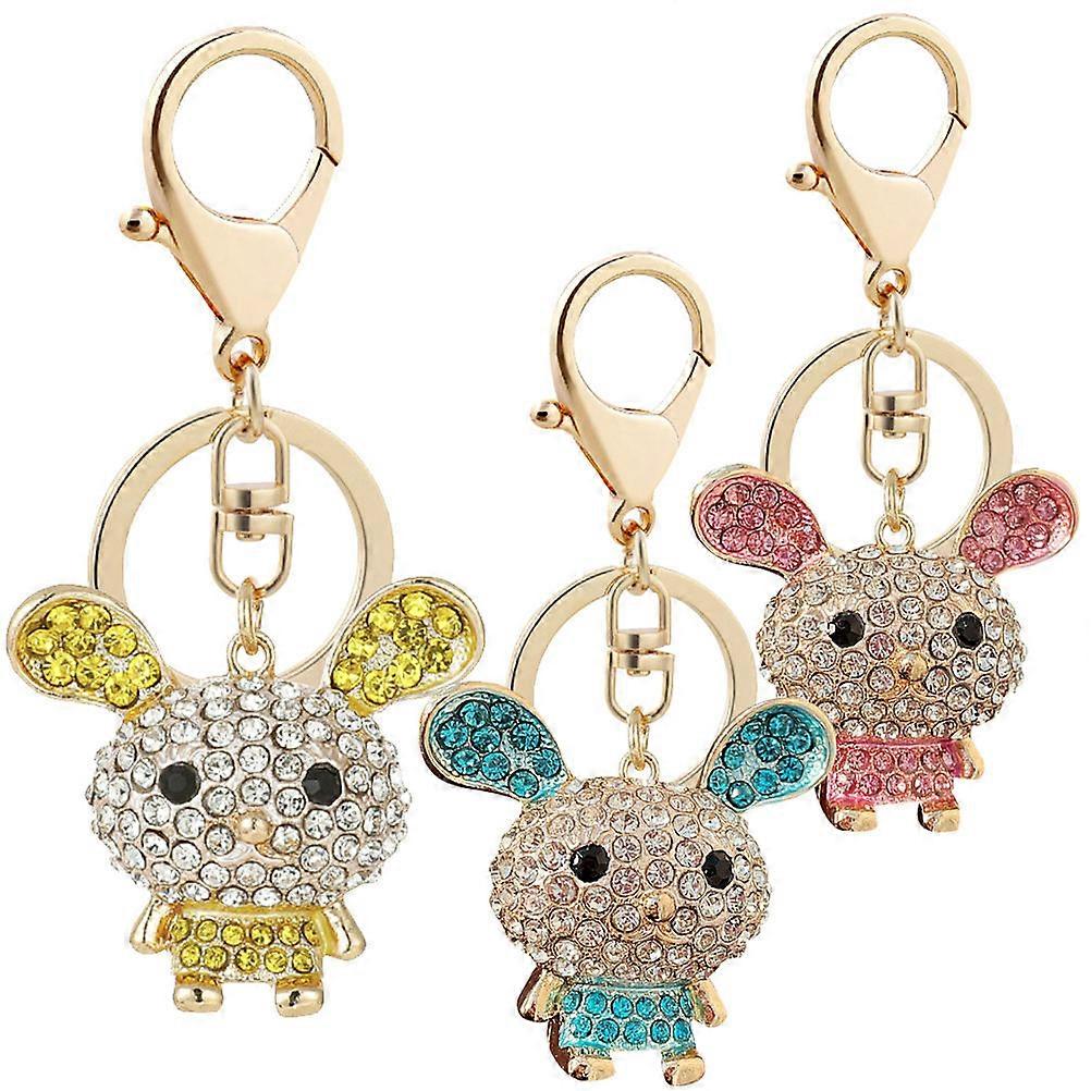 Metal Rabbit Keychain Charm Pendant for Bag Hanging 12Pcs Set