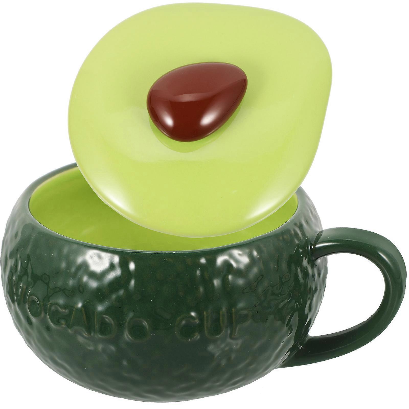 Ceramic Cup with Cover Mug for Beverage Use 4Pcs Multi-Use Container