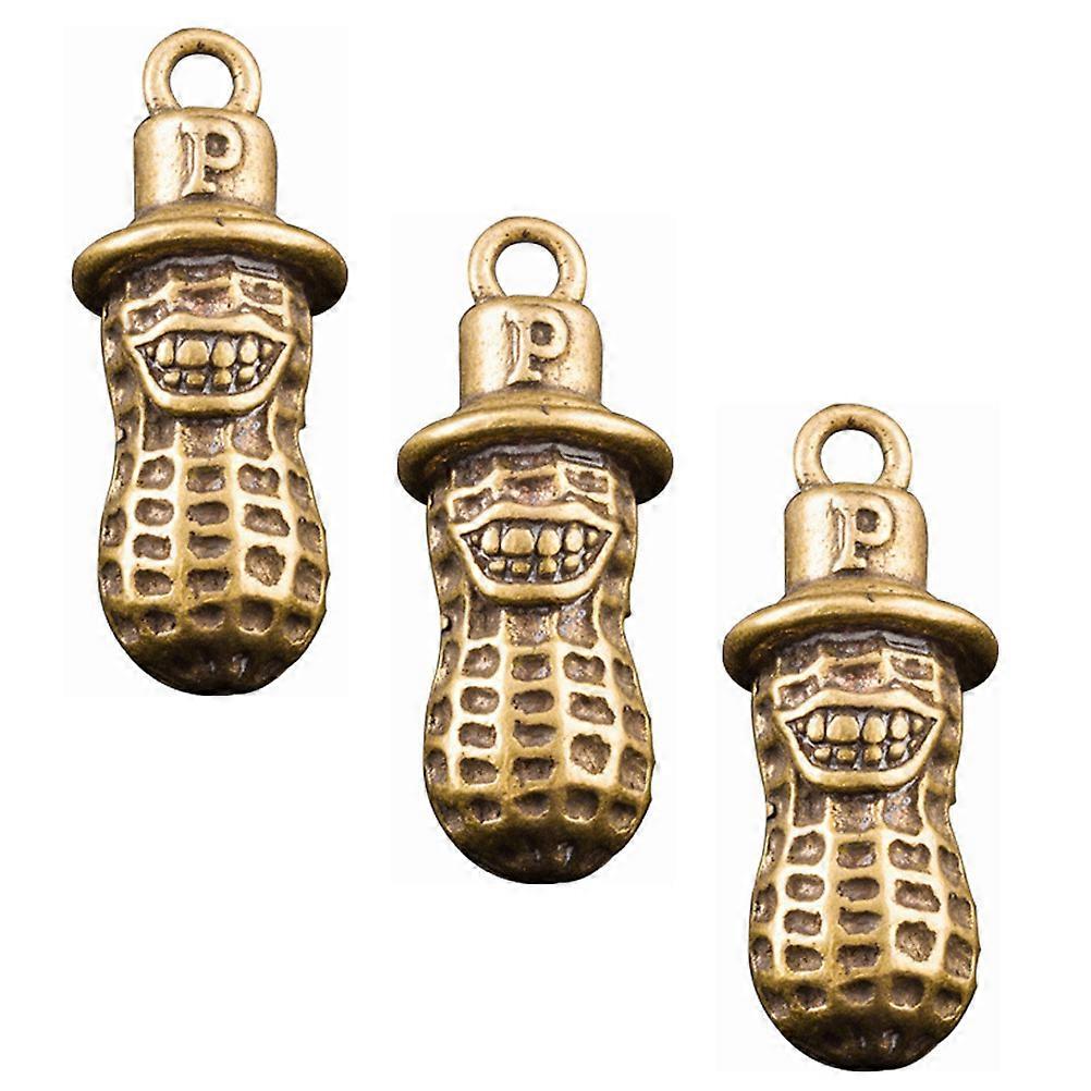 Creative Peanut Brass Pendant Keychain Charm for Decor 3Pcs Pack
