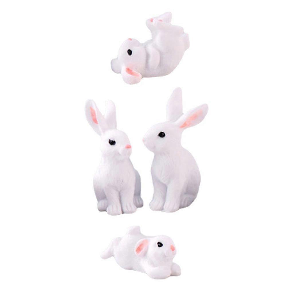 Mini Rabbit Decors Resin Bunny Models for Micro Landscape 12Pcs Set