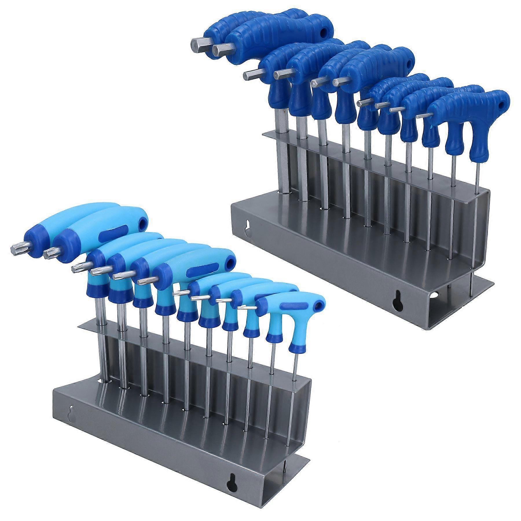 20pc T Bar Allen Key Sets Wrenches 2mm – 10mm T9 – T50 With Storage Racks