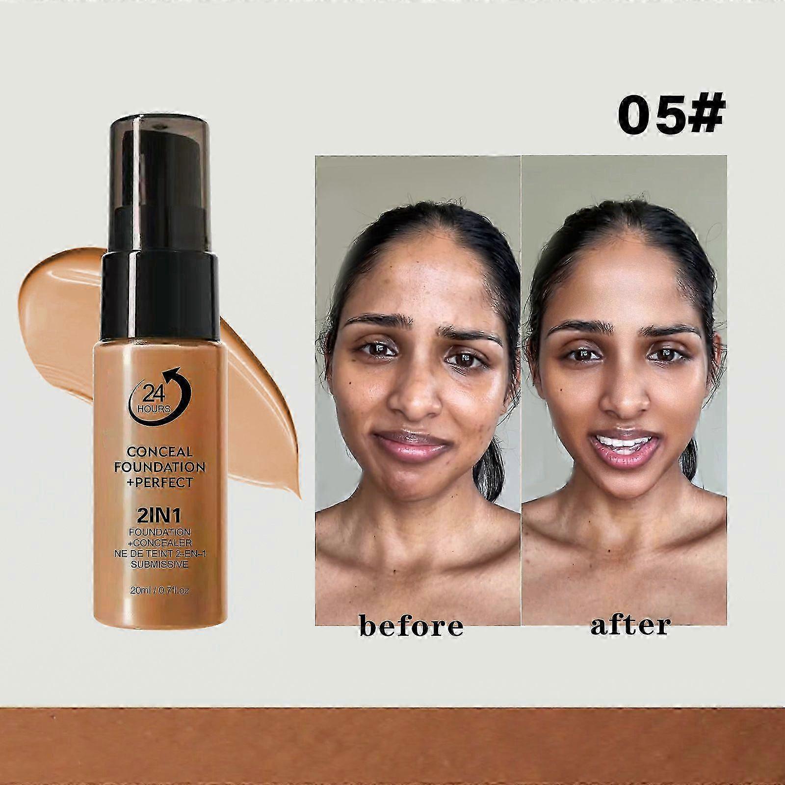 2-in-1 Conceal & Perfect Foundation, Lightweight, Breathable Formula with 24H Sweat-Proof Coverage & Oil Control