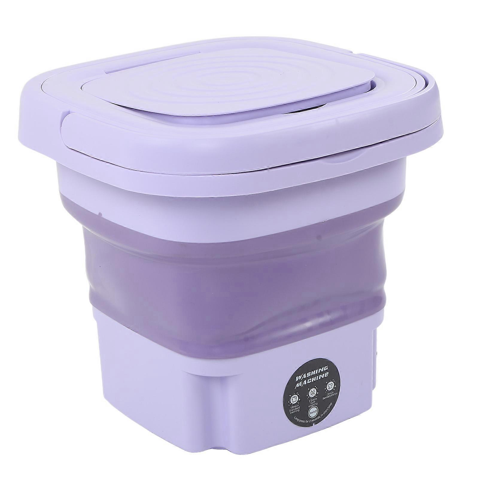 Portable Foldable Washing Machine Large Capacity Low Noise Mini Small Washer for Home 8L 100‑240V Purple EU Plug