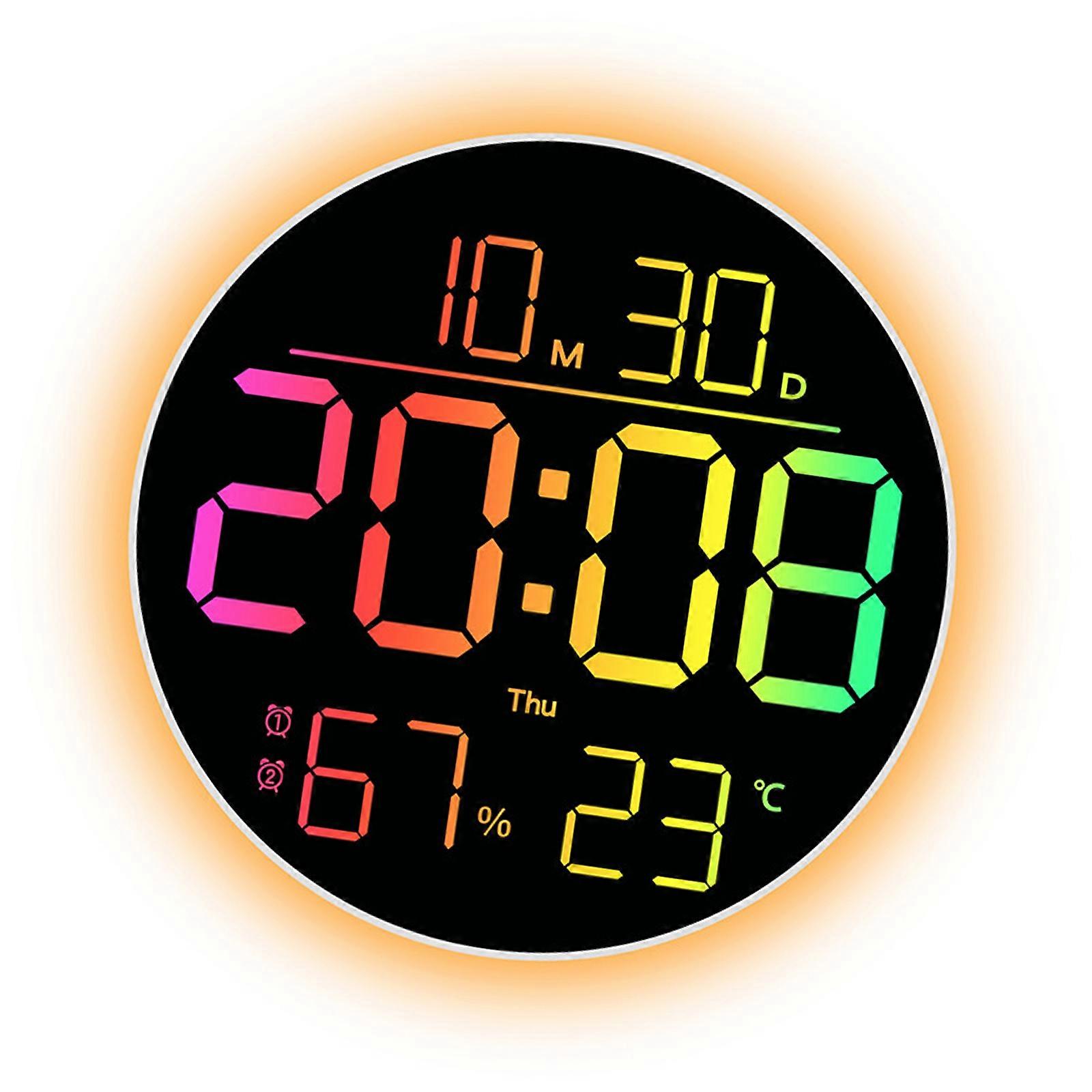 Oversized Wall Clock Color Temperature Display Contemporary Multicolor