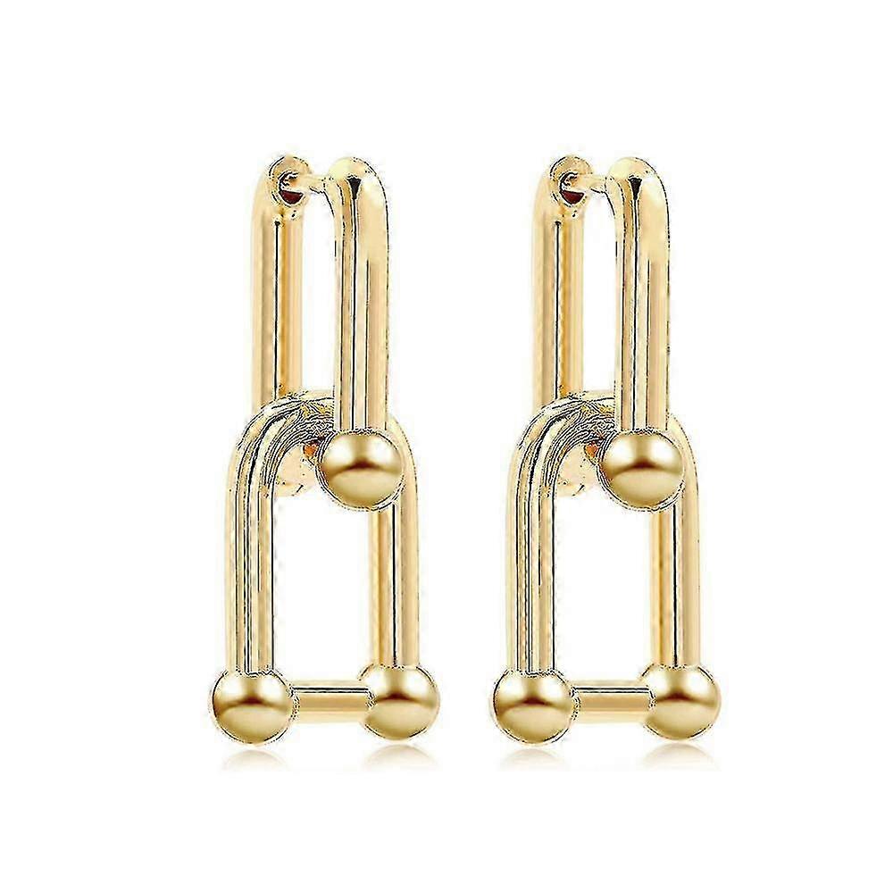 Link Chain Earrings for Women - U-Shape Pin Design