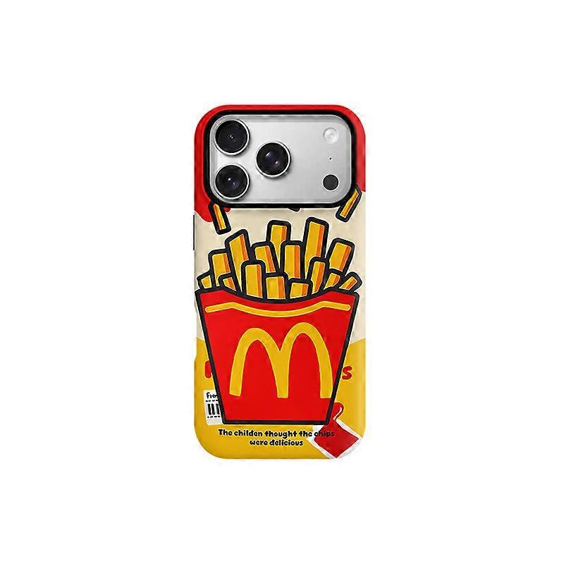 Cute fries phone case for iPhone series, cartoon fries pattern, suitable for both men and women, creative character soft frosted material.