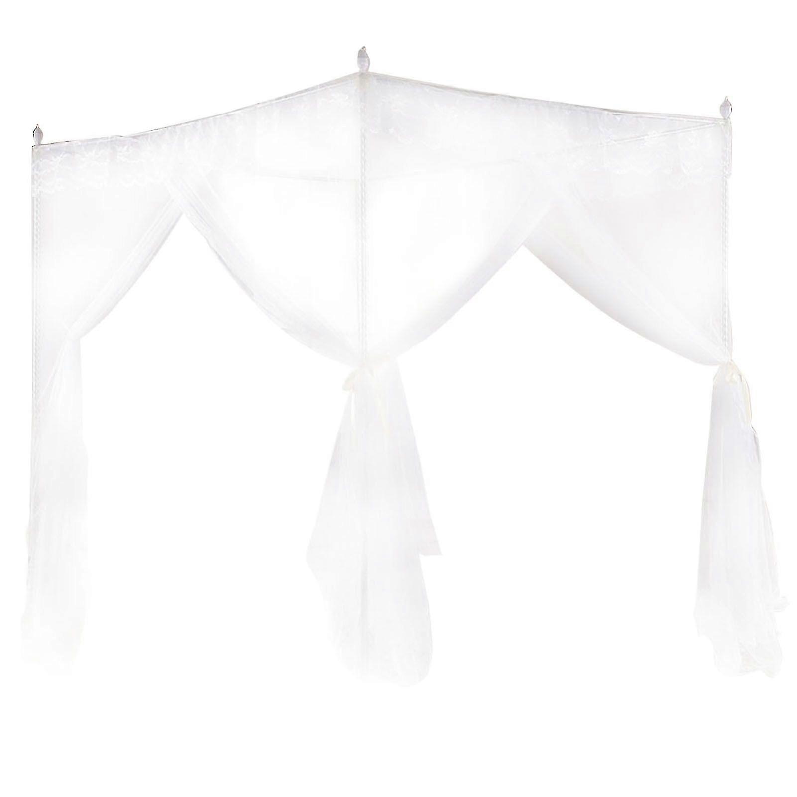 Luxury Princess Three Side Openings Post Bed Curtain Canopy Netting Mosquito Net Bedding (S)