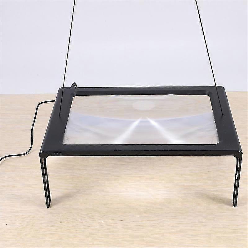 3x Full Page Magnifying Glass For Reading, Hands-free Large Rectangular Magnifier With Led Lighted