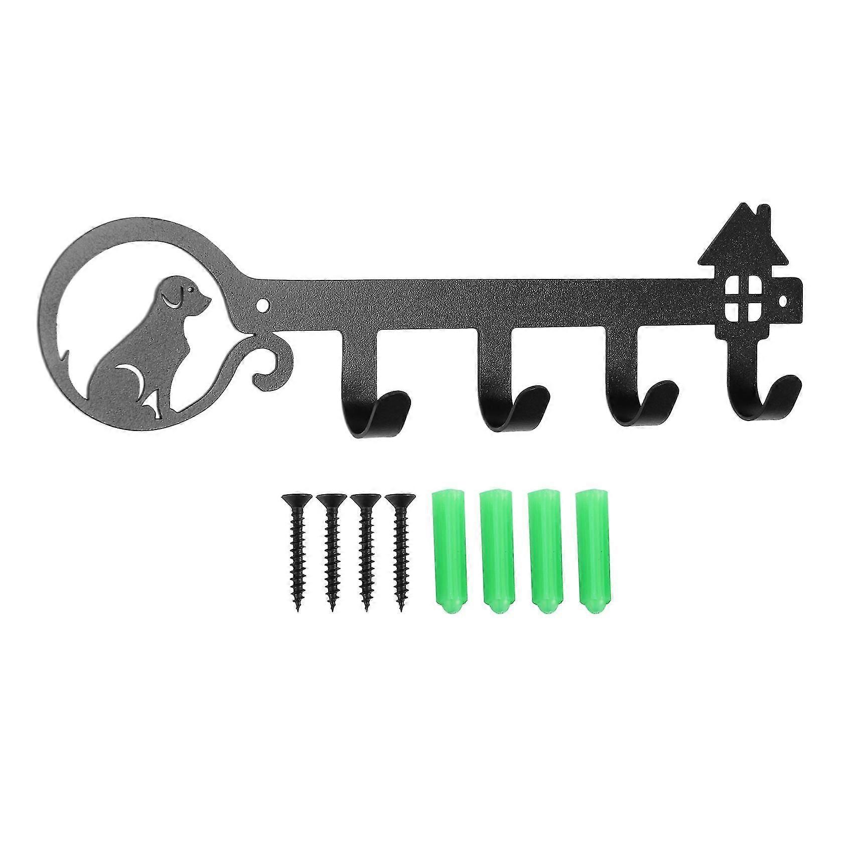 Key Holder For Wall Decorative With 4 Key Hooks Uniquely Designed Key Rack With Cute Dog And House