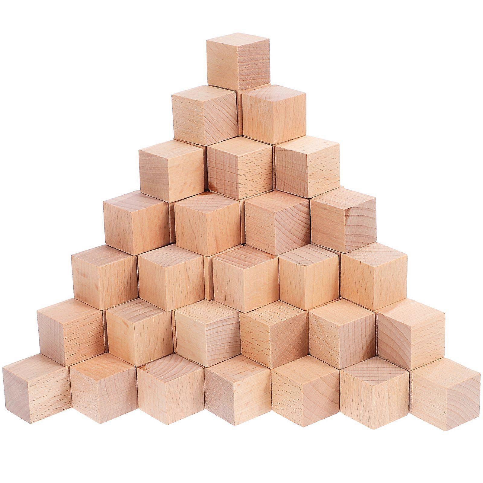 100 Pcs Wooden Cubes Building Blocks Wooden Blocks Unfinished Square Blocks Wooden Shapes for Playing