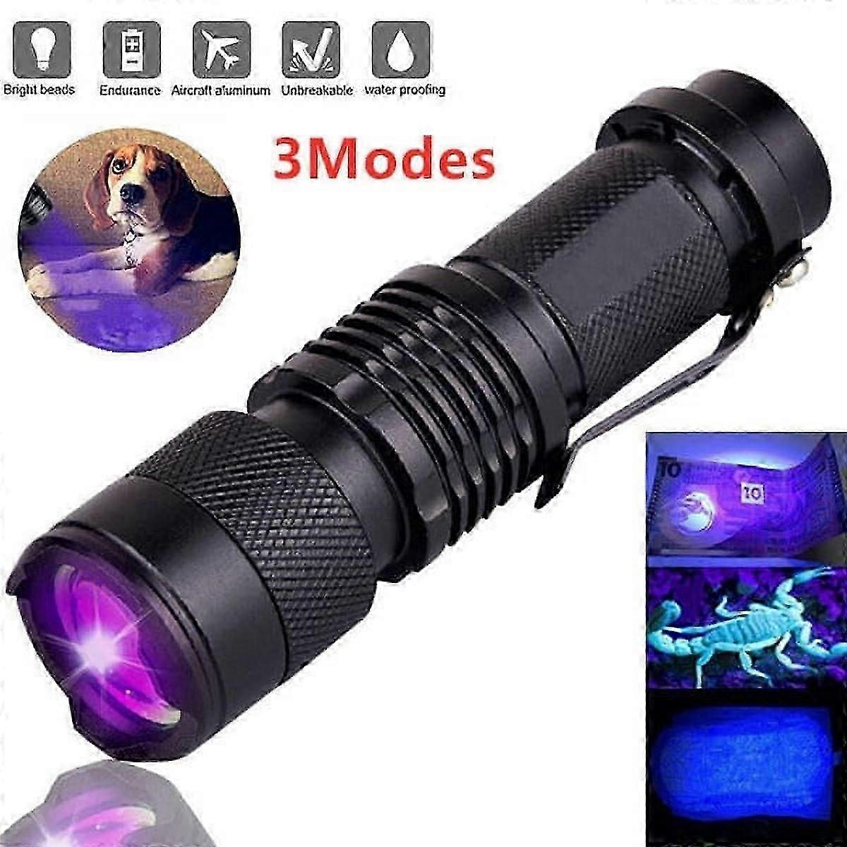 1/2/3/4PCS UV Ultra Violet LED Flashlight Blacklight Light 2000LM Inspection Lamp Torch Light