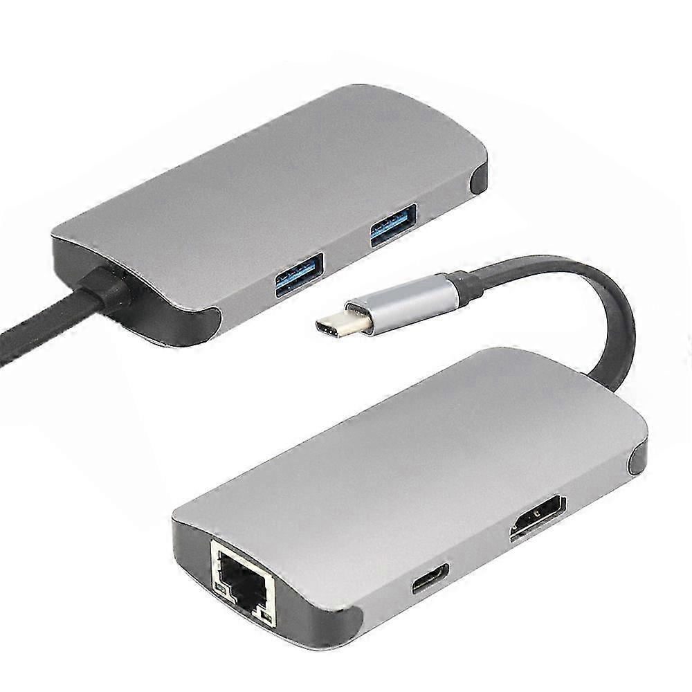 Usb C To Hdmi 3.0 Hub Hub Gigabit Ethernet 4k Hd Conversion Type-c Five-in-one Docking StationGray SZRH