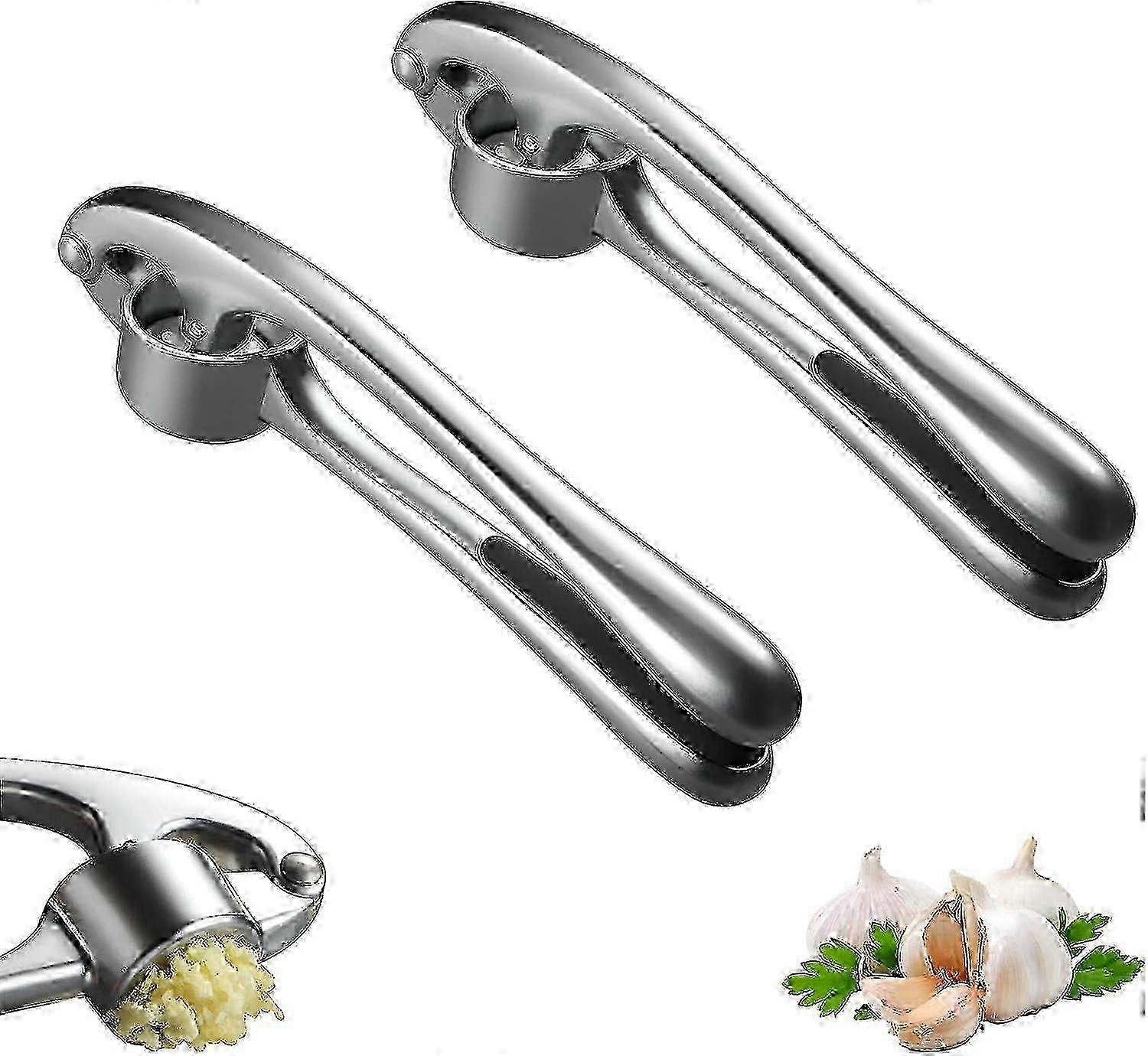 Manual Garlic Press 2pcs Garlic Mincer with Soft Easy Squeeze Ergonomic Handle Garlic Chopping Tool Metal Squeeze Garlic Press Garlic Masher for Kitch