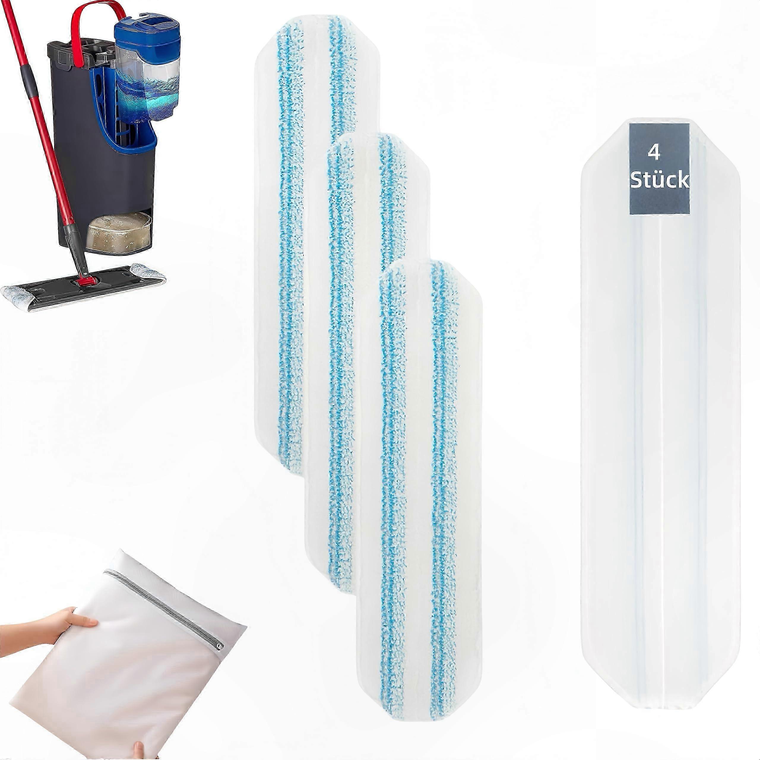 4-Pack Microfiber Mop Pads for H2Pro & Vileda OCedar, Washable for Hard Floors