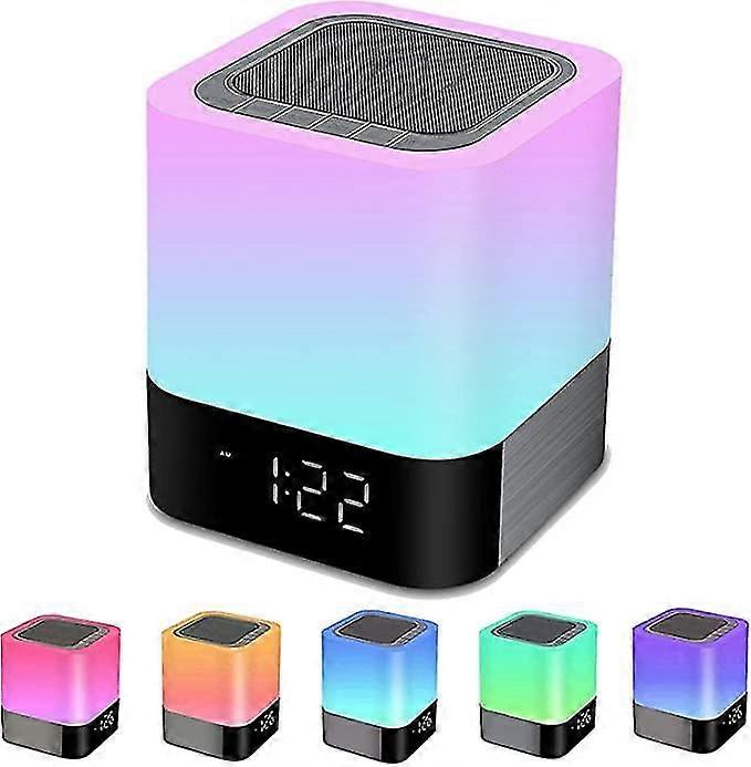 Bedside Lamp With Alarm Clock Bluetooth Speaker, Night Light Bluetooth Speaker Dimmable Rgb Color Changing Led Wireless Speaker Mood Light Bedroom Tab
