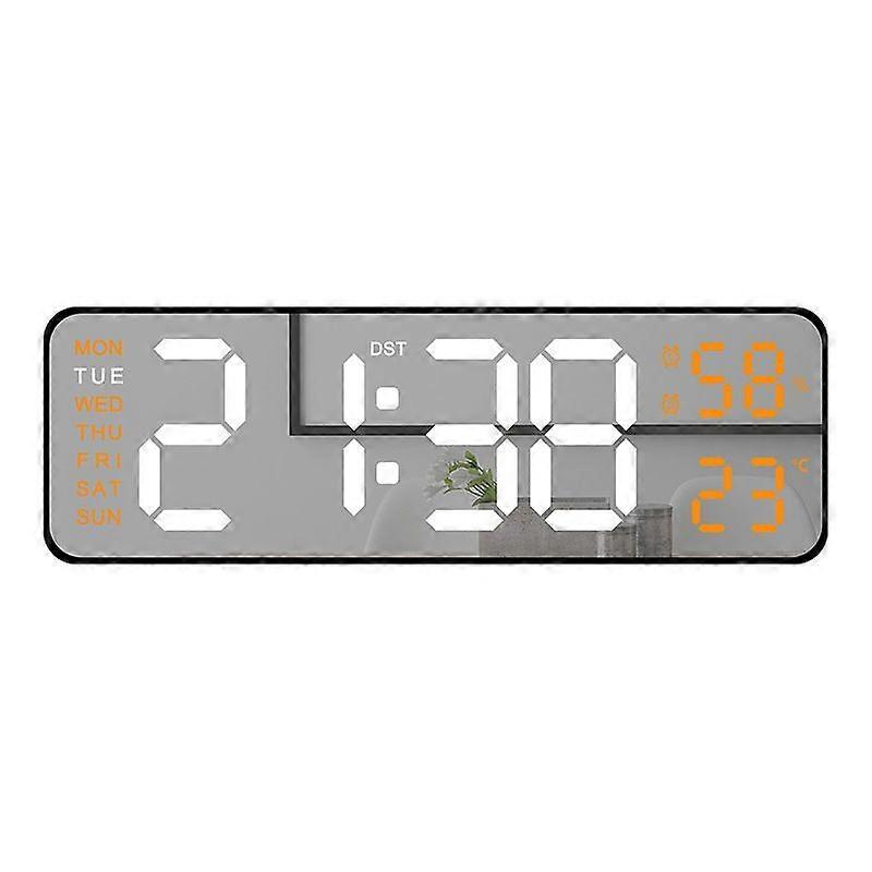 Multi-Function LED Digital Clock, Modern Large Display Alarm mirrors Clock, Wall Mount or Tabletop
