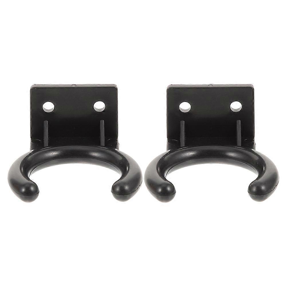 Microphone Hook Holder Black Plastic Wall Mount for Storage 2Pcs
