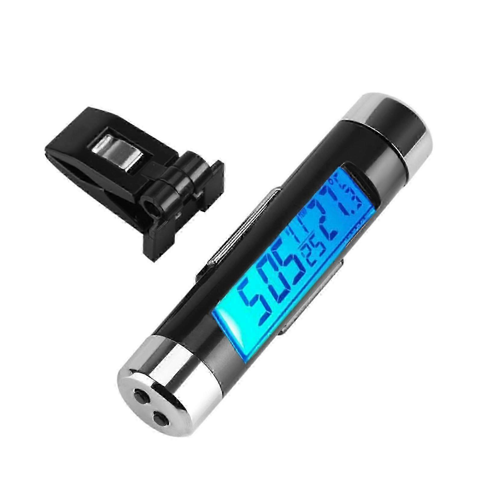 Digital Car Thermometer Hygrometer Blue Backlight Temperature Gauge Compact Design Accurate Easy-to-Read Display Black Without Batterie