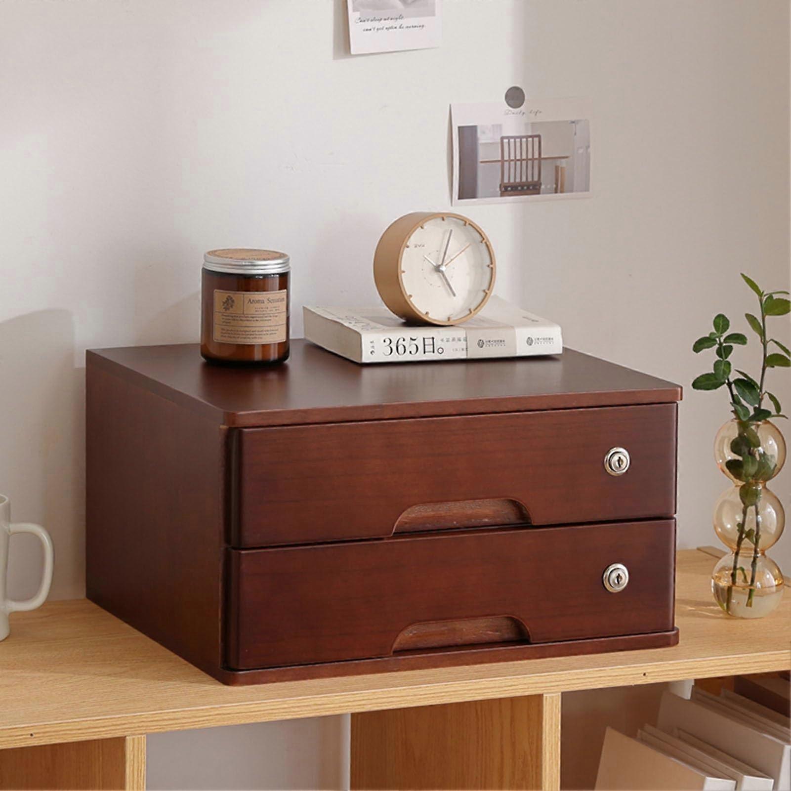 Wooden Desktop File Cabinet with Lockable Drawers for Office Document Organization