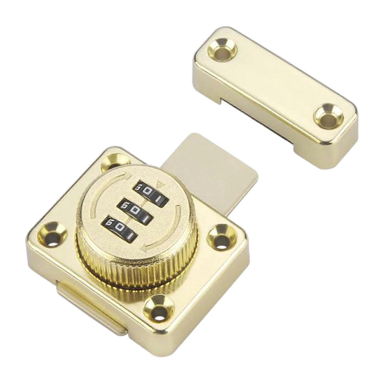 Mechanical Rotary Hasp Door Lock Keyless Combination for Cabinets and Doors, Gold 5.2x4.2cm
