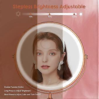10X LED Mirror Rechargeable Make Up Mirror with 3 Colors, Brightness Adjustable Magnification Mirror 2 Side-A