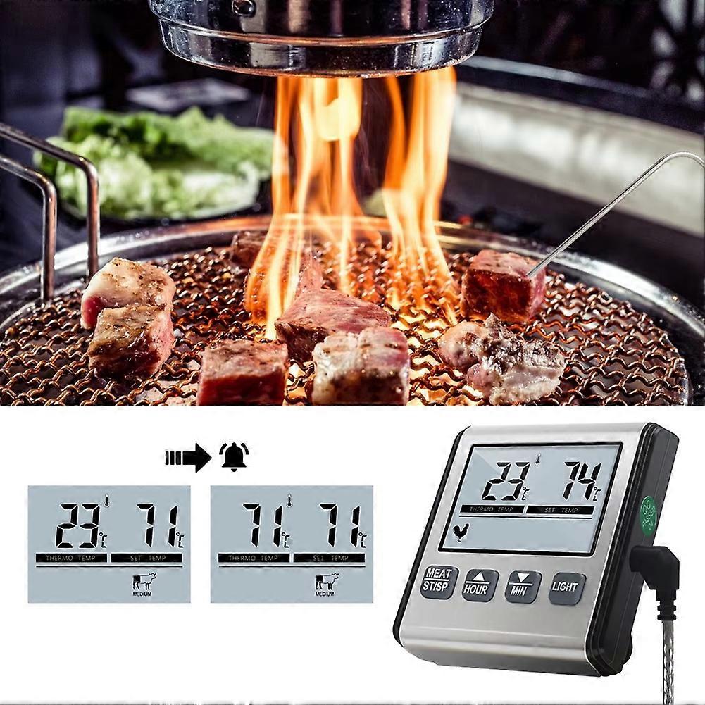 TP710 Digital Timing Food Thermometer Temperature Meter with Timer-Function Meat Probe Electronic Kitchen Tools for BBQ