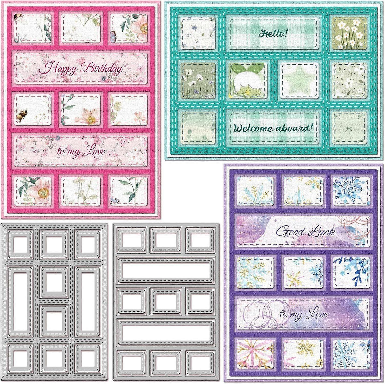 Grid Square Background Cutting Dies for Card Making Frame Background Die Cuts Carbon Steel Embossing Stencils Template for DIY Scrapbooking Album Craf