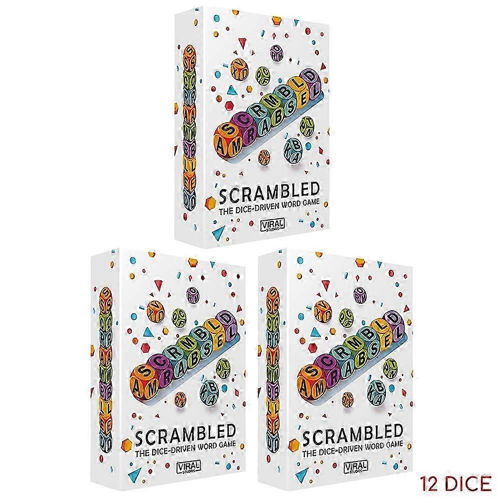 Scrambled Dice Word Game - Family Party Spelling Challenge Fast-Paced Board Game for 1-5 Players