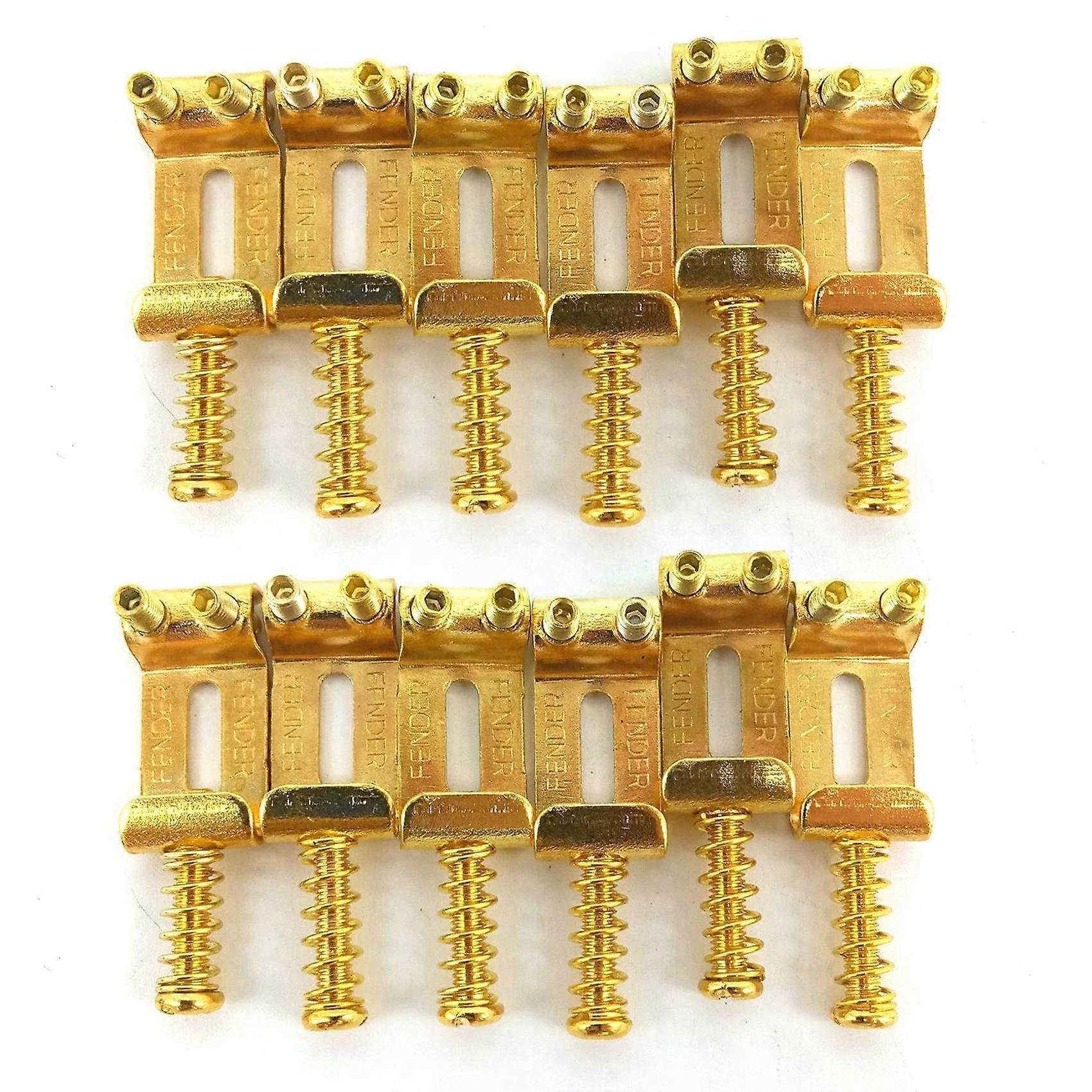 12 Roller Bridge Pull String Code Electric Guitar Saddle for Electric Guitar Accessories Gold