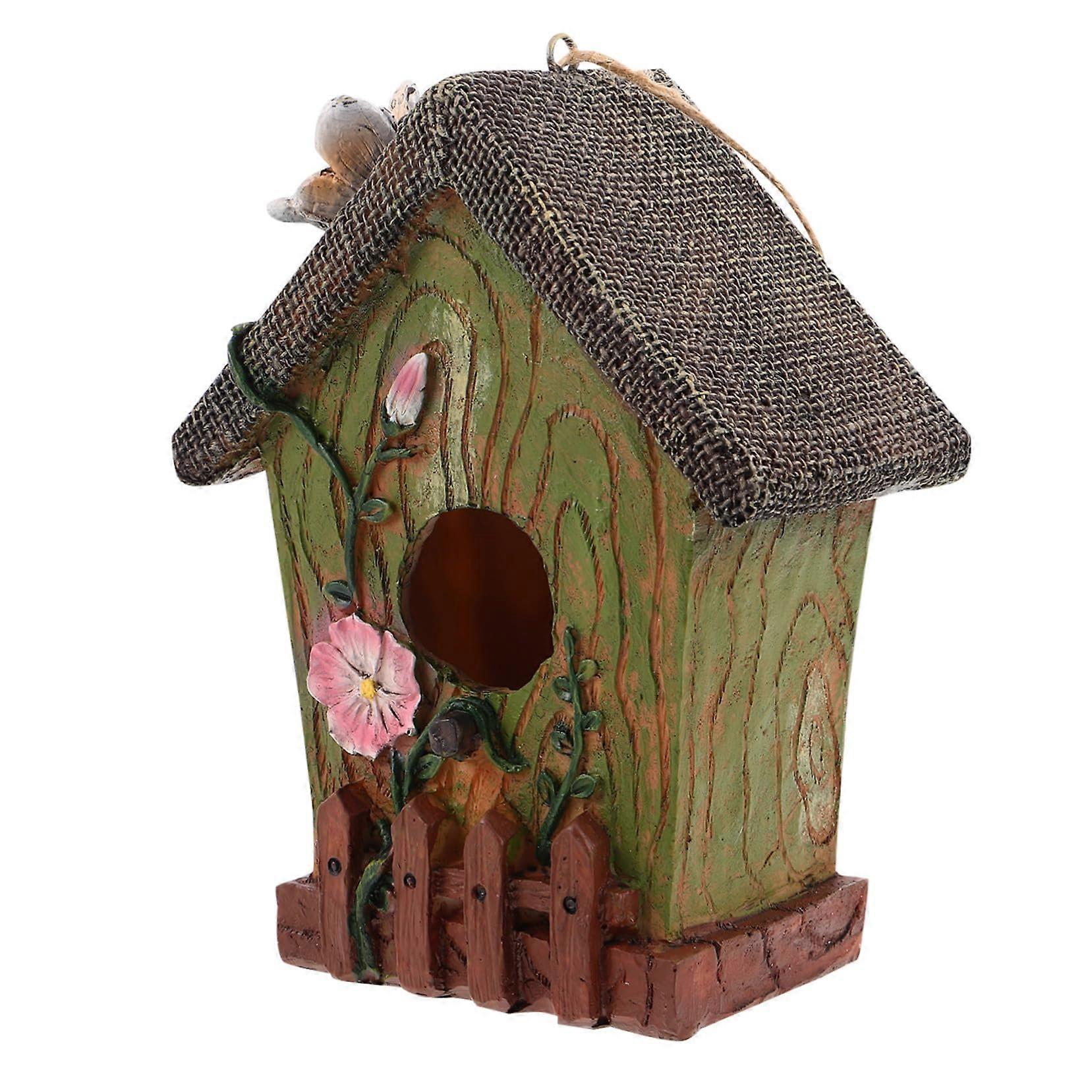 Rustic Resin Birdhouse for Outdoors Lightweight Hanging Nest for Hummingbirds and Finches