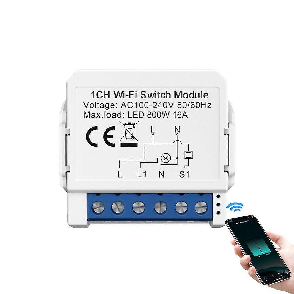 Wifi Smart Light Switch Module, Tuya App Remote 2 Ways Control 1 Mini DIY Breaker Work
