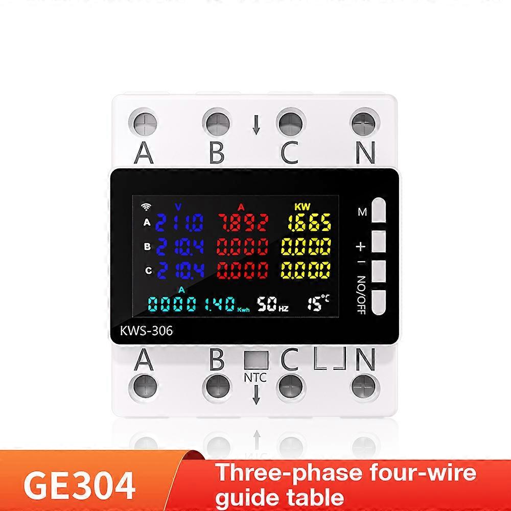3 Phase 4 Wire Tuya WiFi Smart Energy Meter Power kWh Tester Over Under Voltage Protector Timer Switch Circuit Breaker KWS-306