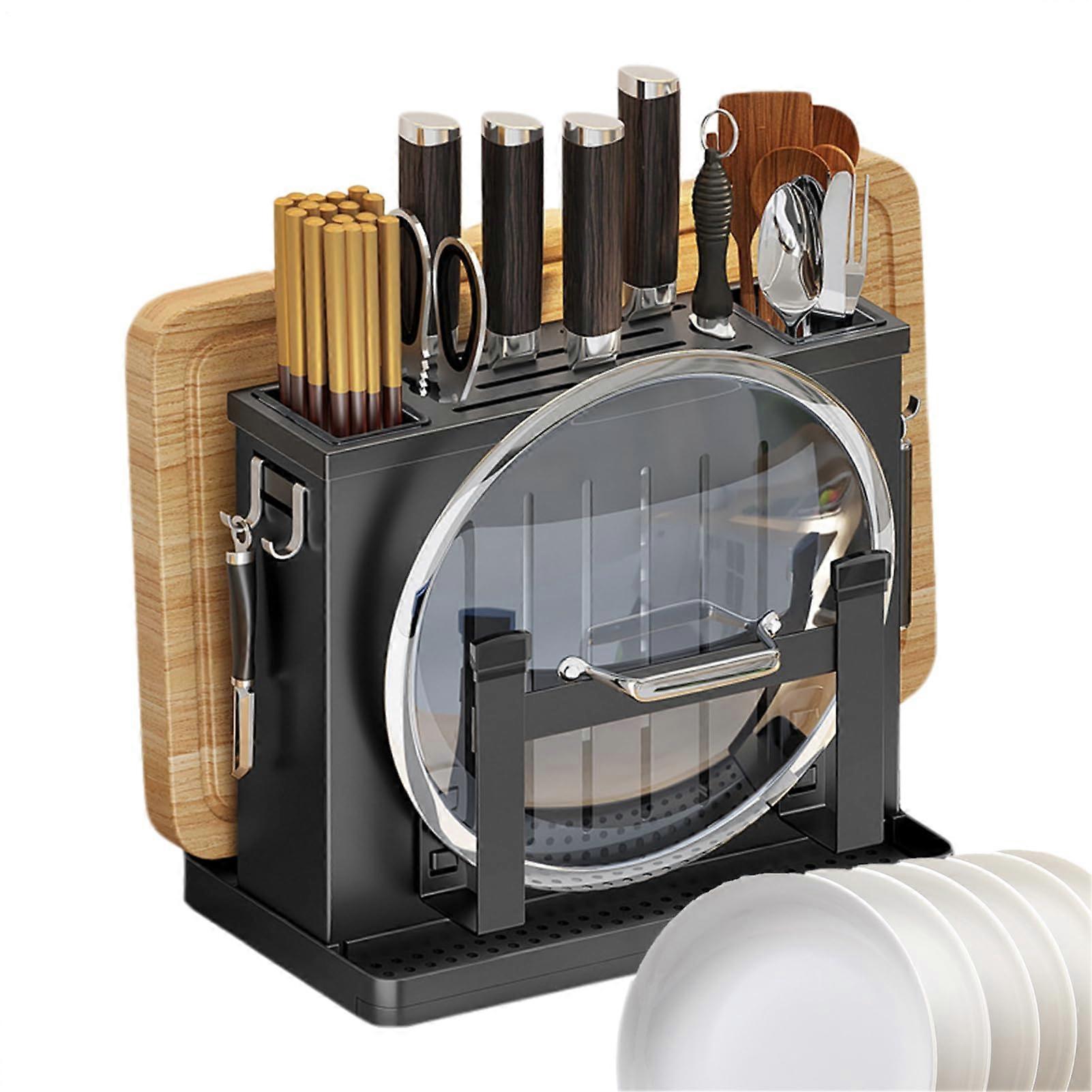 Wall Mounted Cutting Board Holder, Space Saving Kitchen Rack for MultiBoard Storage, Black