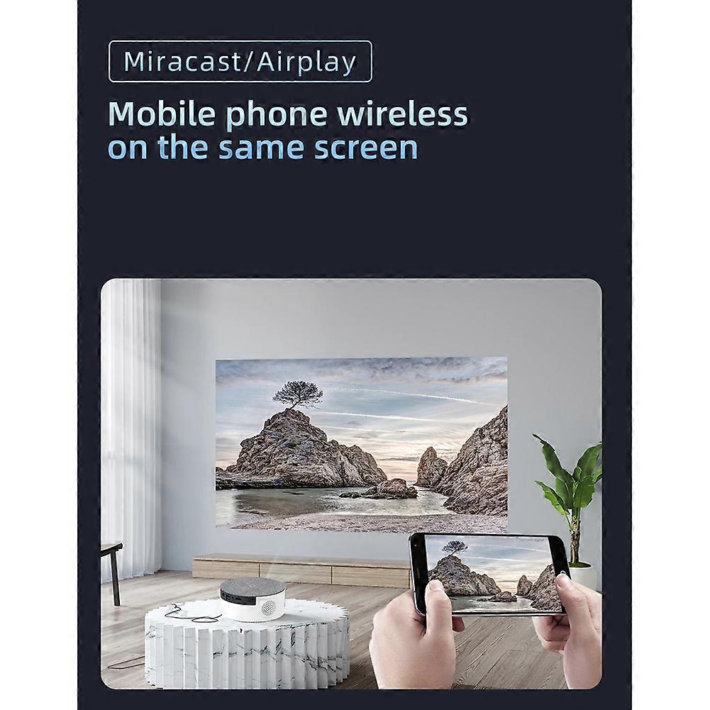 T50 Smart Wi-Fi Portable Projector with Same-Screen Display Mini Video Projector EU Plug