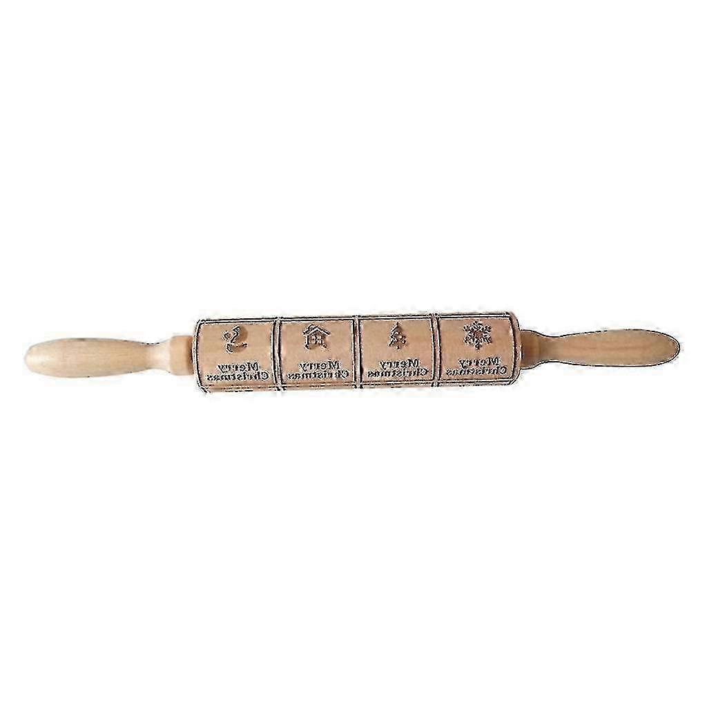 Wood Embossing Engraved Rolling Pin For Cookie Dough Baking Tool Xmas Multi 1 w
