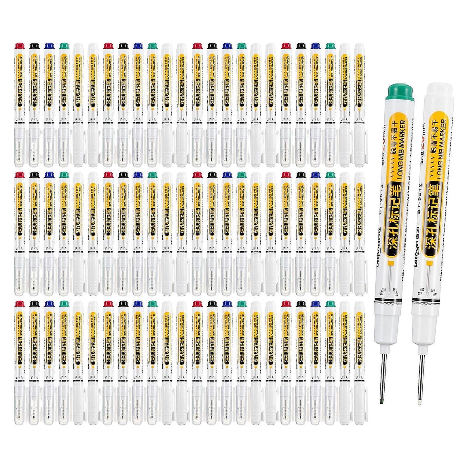 Pack of 75 Multipurpose Deep Hole Marker Pen Suitable for Carpentry Fabrication and Building Featuring Tip Multicolor