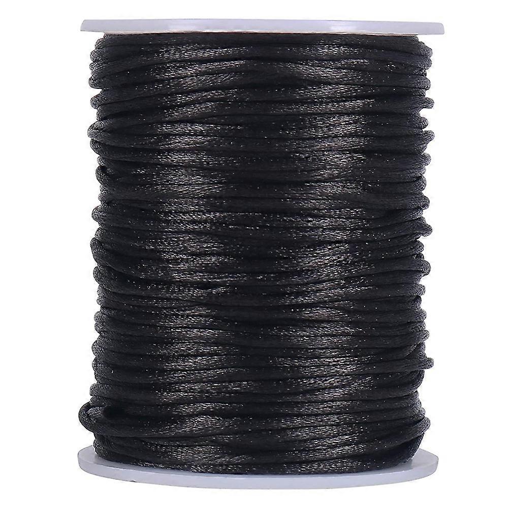 Satin Rattail Polyester Cord,295 Feet 2mm Black Beading String