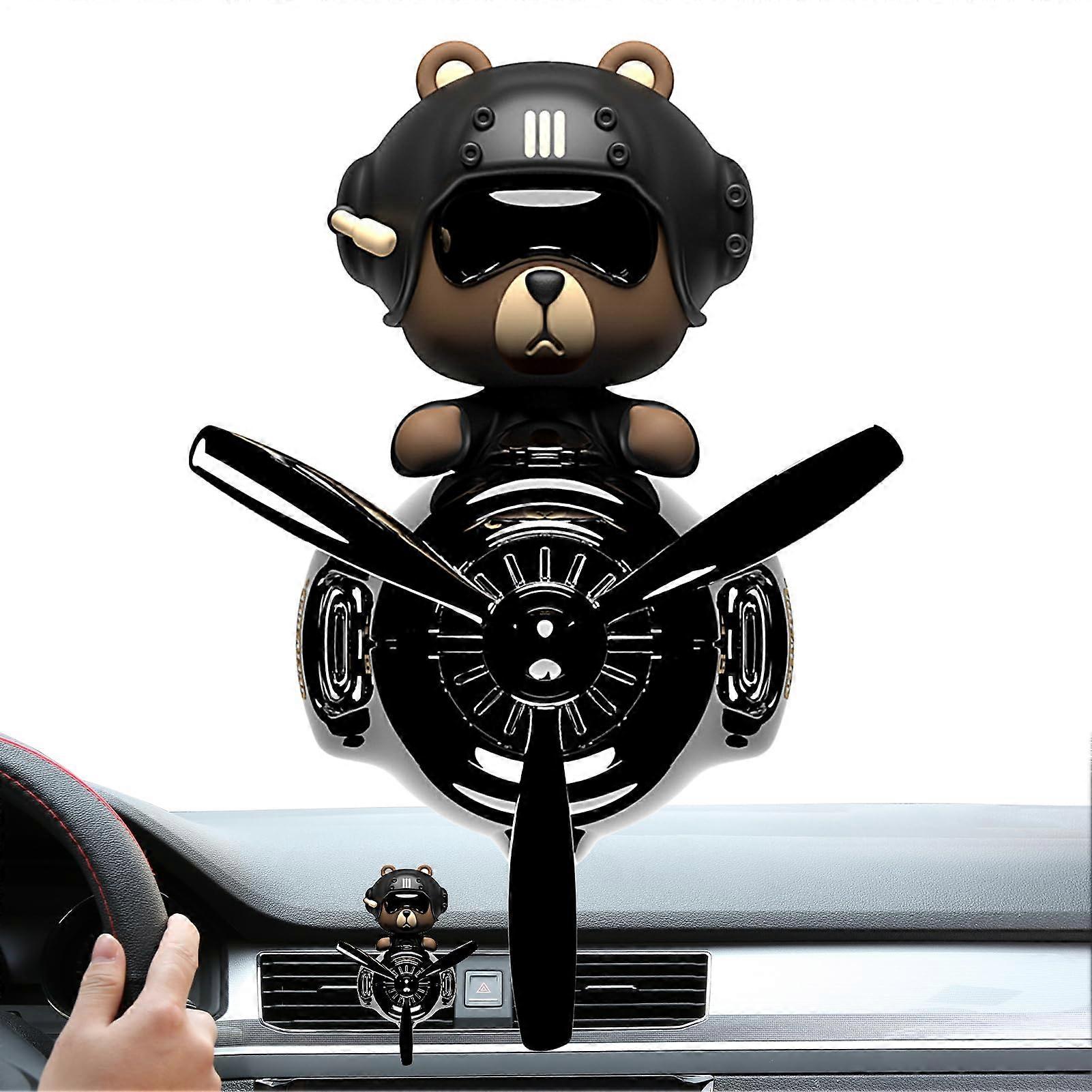 Fashion Punk Bear Car Air Freshener Vent Clip, Rotating Aromatherapy Diffuser for Dashboard