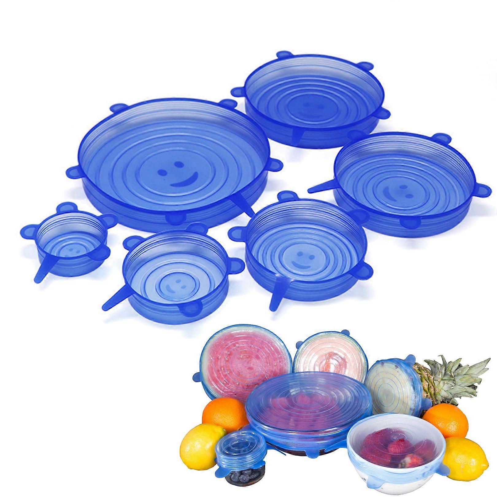Silicone Stretch Lids Set of 6 Reusable Universal Fit for Bowls Cups Cans Airtight Leakproof