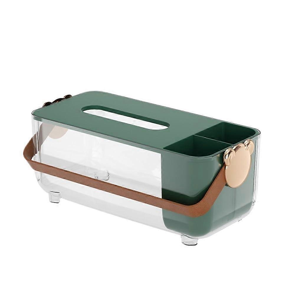 Tissue Box Holder with Large Capacity and Remote Control Storage for Living Room Coffee Table Gray Ref: 3922