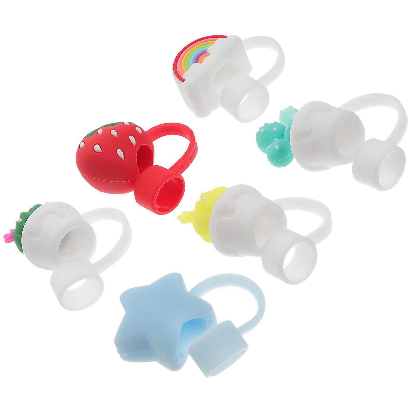 Silicone Straw Tip Caps 12Pcs Cute Shapes Reusable Straw Covers For Party Picnic Drinking Straws Assorted Color Protection