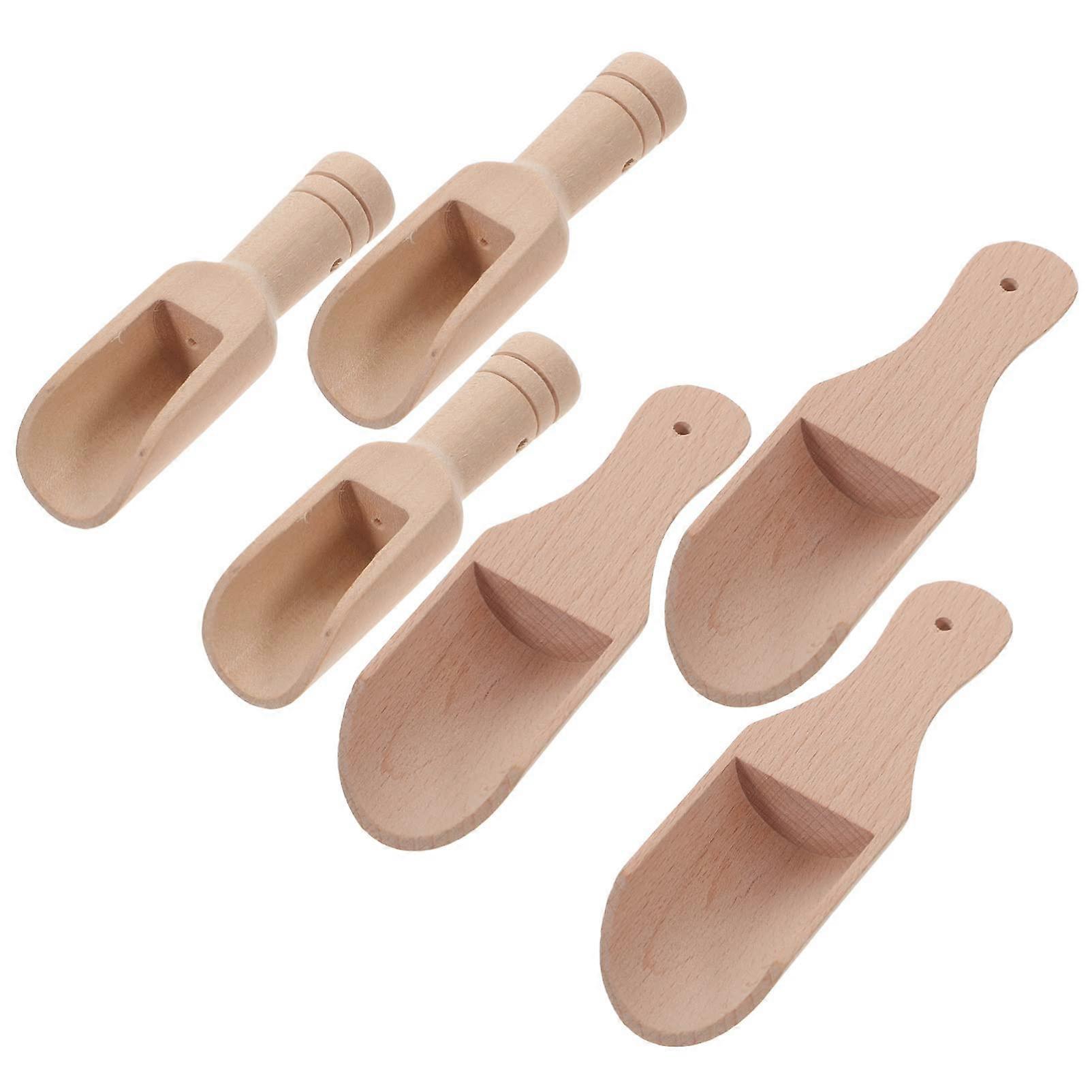 6pcs Wooden Spoons Set Natural Wood Tea and Spice Scoops EcoFriendly Cooking and Serving Utensils
