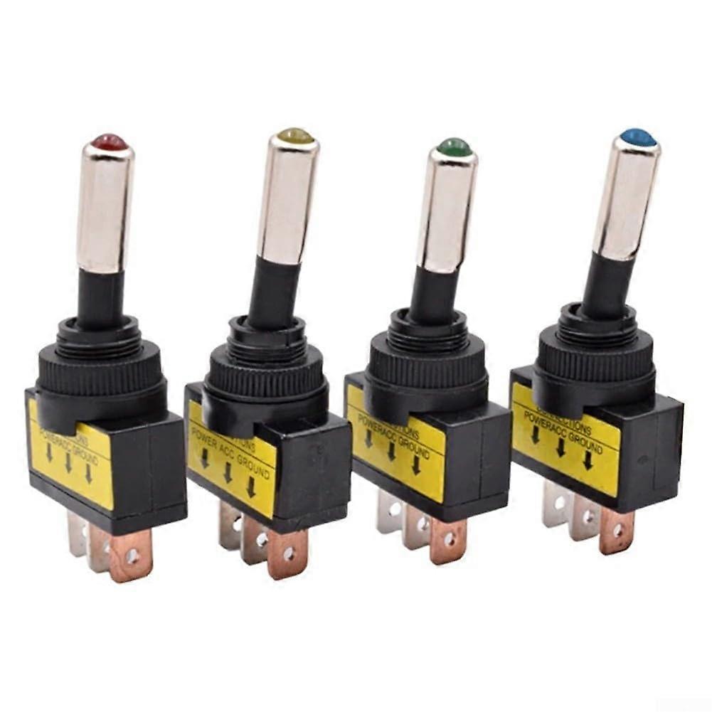 LED Toggle Switch 12mm SPST Yellow for Automotive Panel Mount Applications - Durable, Compact, Easy Install