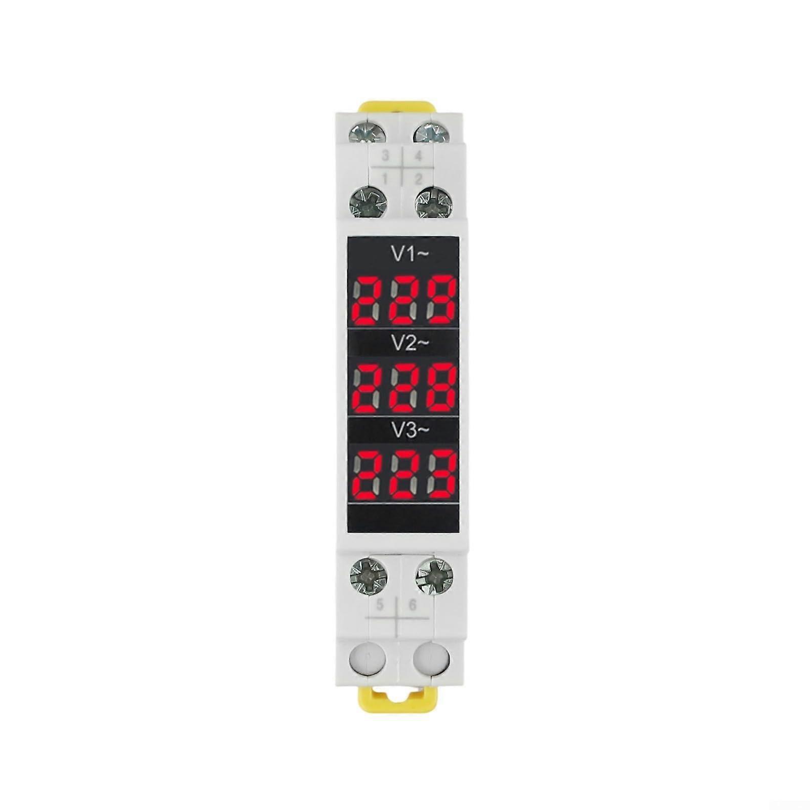 Digital AC Voltmeter DIN Rail Mounted 80500V Single and Three Phase RealTime Accurate Display