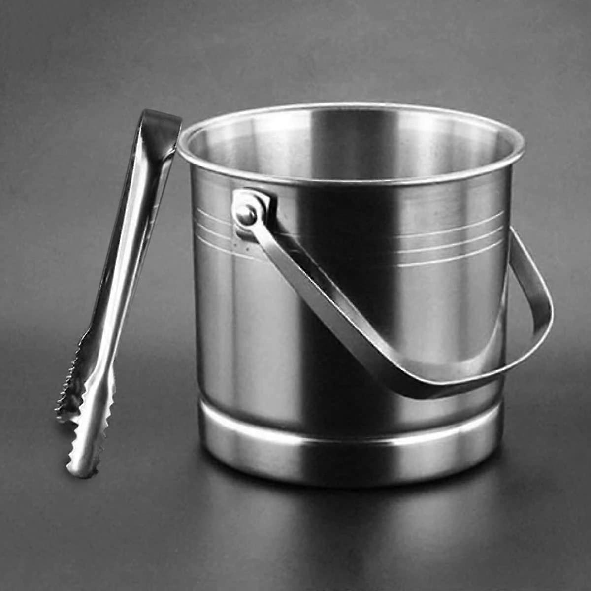 1L Stainless Steel Ice Bucket with Lid and Tongs for Parties and Bar Use, AntiSlip Base